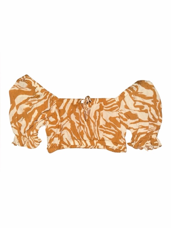 H&M Tops - H&M Women's Small Orange Printed Pouf Sleeve Crop Top
